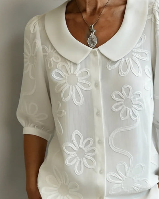Floral Print Short-Sleeve Blouse