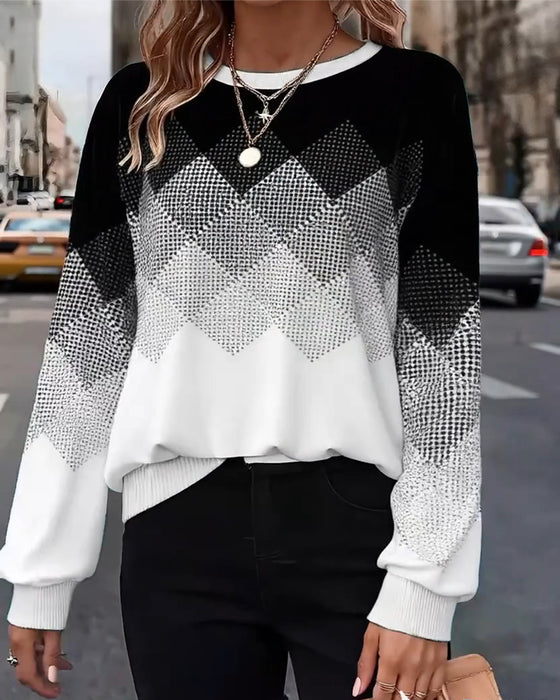 Plaid Print Crew Neck Sweatshirt