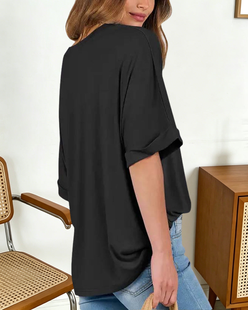 Loose Rolled-Hem Short-Sleeve T-Shirt