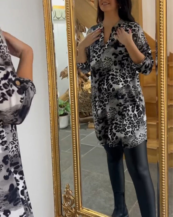 Leopard print v-neck top