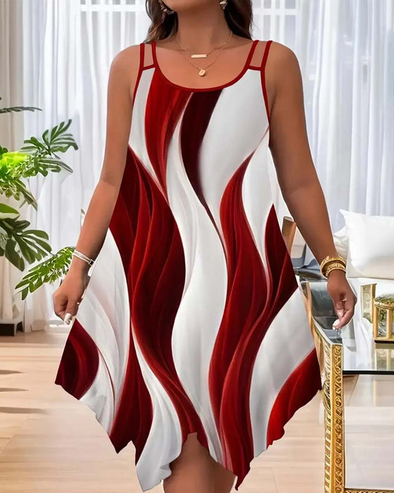 Color-Block Wavy Camisole Dress