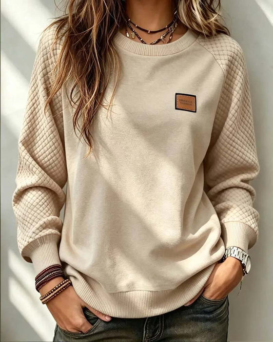 Crewneck Argyle Raglan Sleeve Pullover Sweatshirt