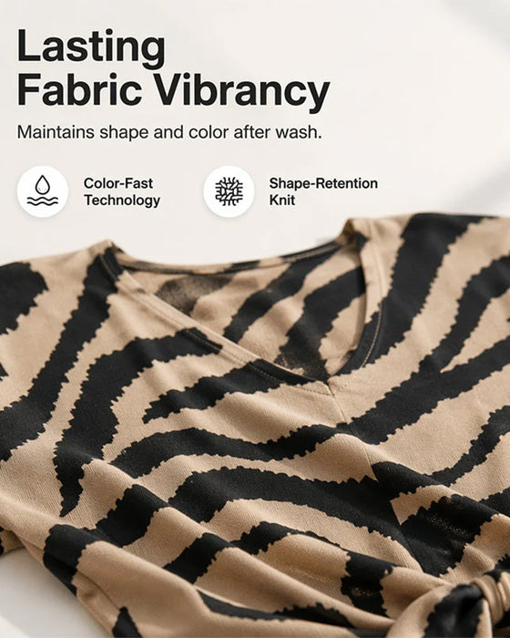 Elegant Zebra V-Neck Tee