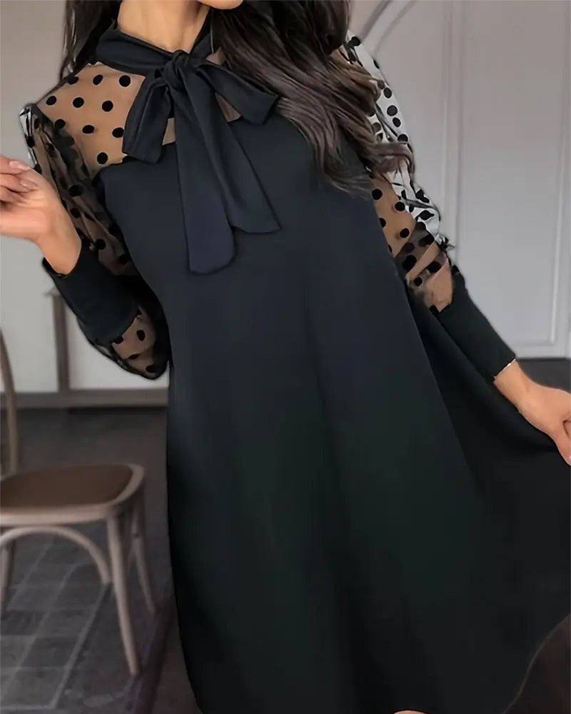 Ribbon Stitching Elegant Solid Color Dress