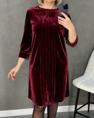 Round Neck Pleated Dress