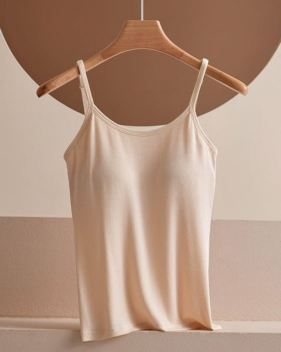 Ribbed Built-in Bra Cami Top