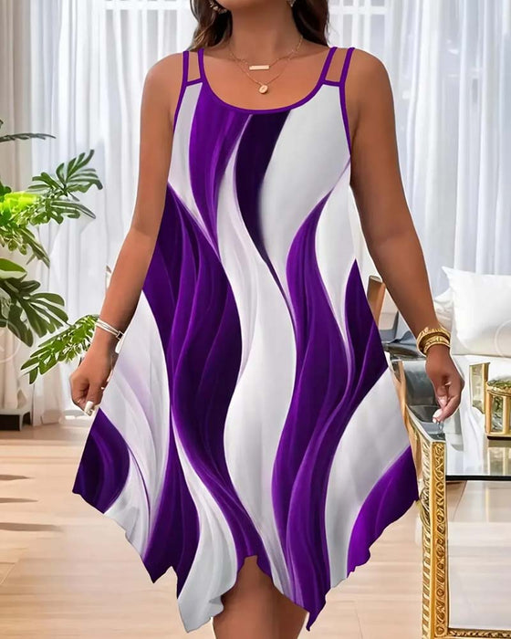 Color-Block Wavy Camisole Dress