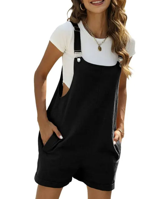 Solid Color Strap Shorts Set