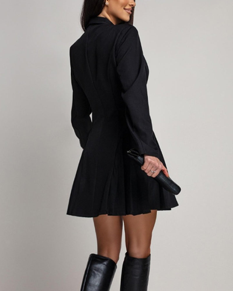 Metal Buckle Slim Fit Suit Dress