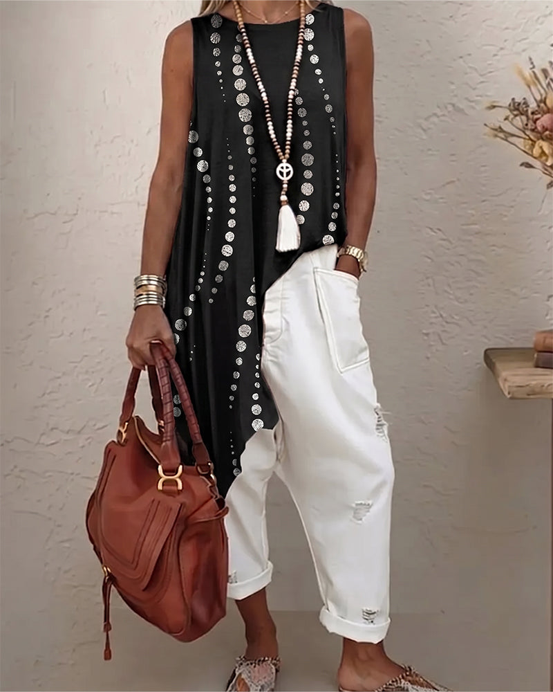 Casual Polka Dot Irregular Blouse