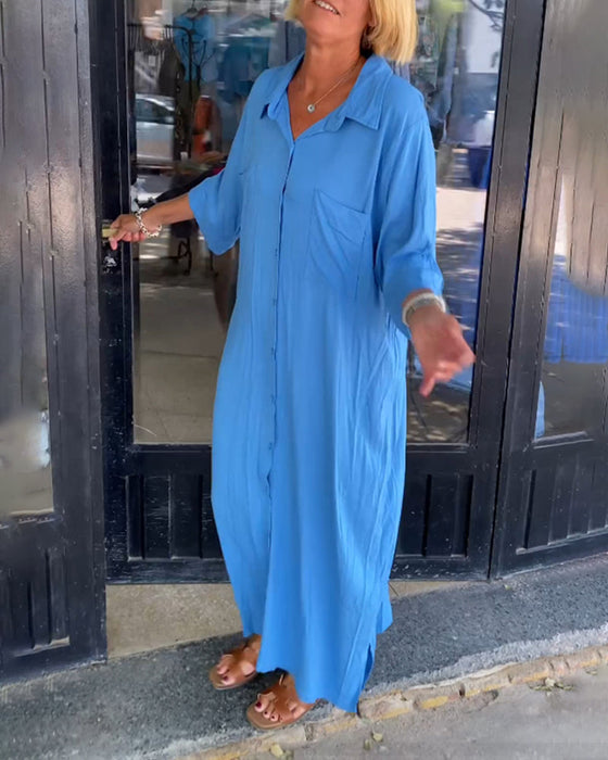 Loose slit lapel dress