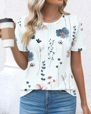 Round Neck All-Match Printed T-Shirt