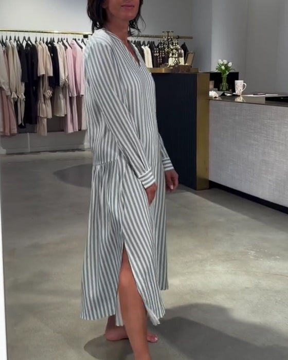 Striped Side Slit Maxi Dress