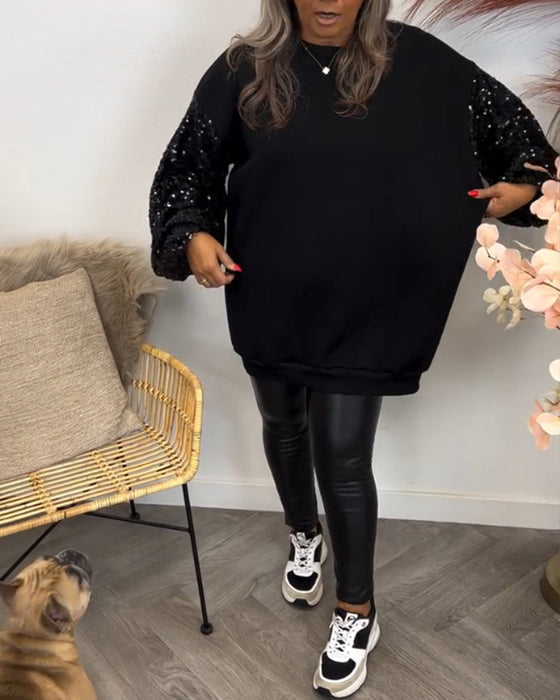 Solid color patchwork sweatshirt