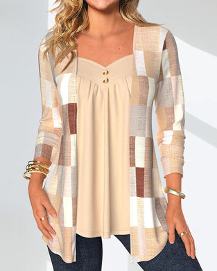 Fake 2in1 Geometric Print Top