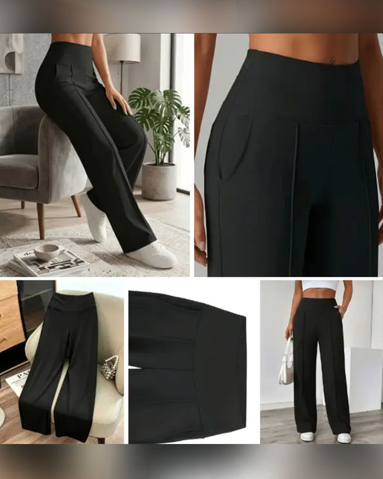 High Waist Pocket Wide-Leg Long Pants