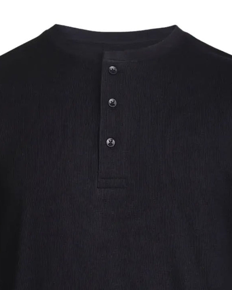 Crew Neck Henley Long Sleeve Shirt