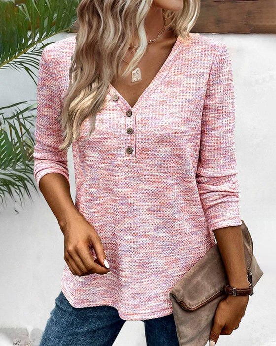 V-neck buttoned casual top