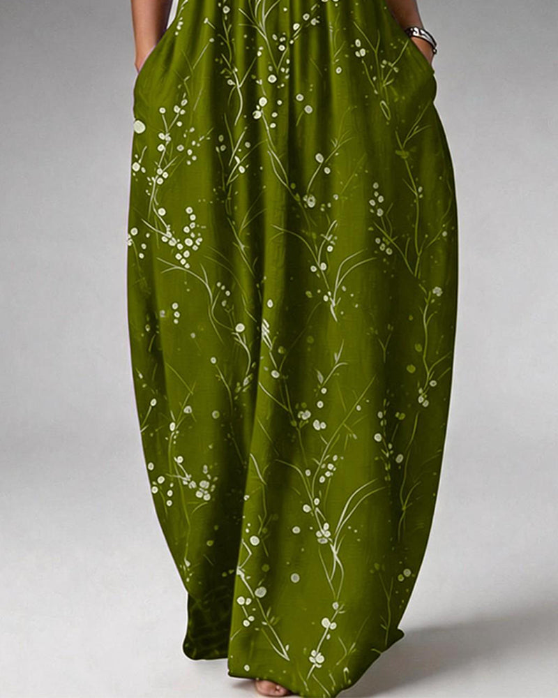 Sleeveless Button Knit Print Dress