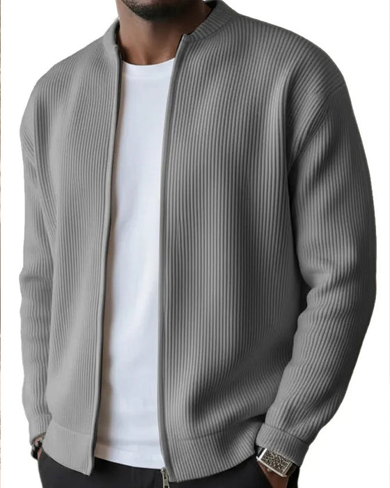 Men's Solid Color Zipper Coat