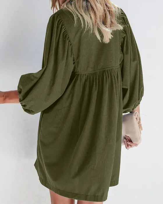 Plain Corduroy Mini Dress