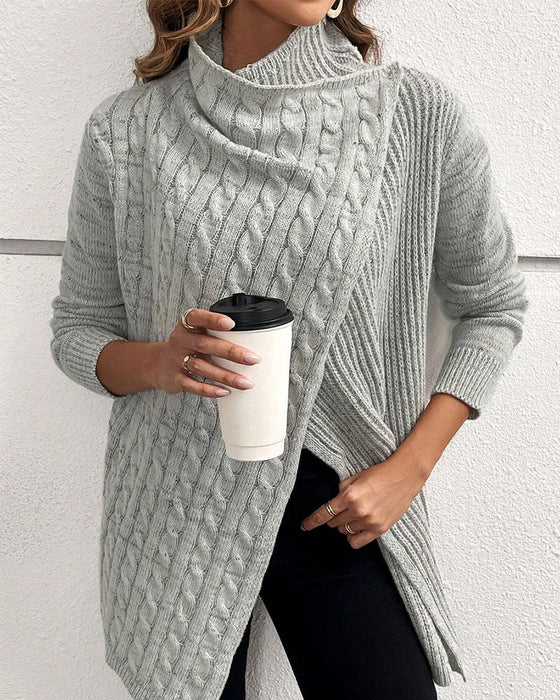 Slit solid color casual sweater
