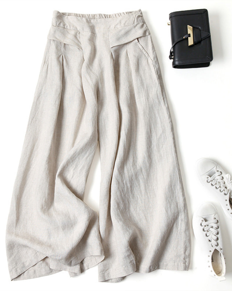Loose High-Waist Slimming Cropped Pants