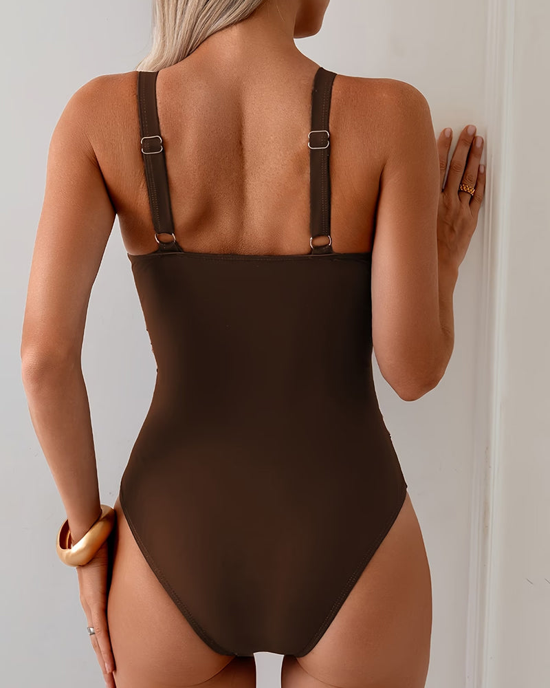 Leopard Print V-Neck One-Piece