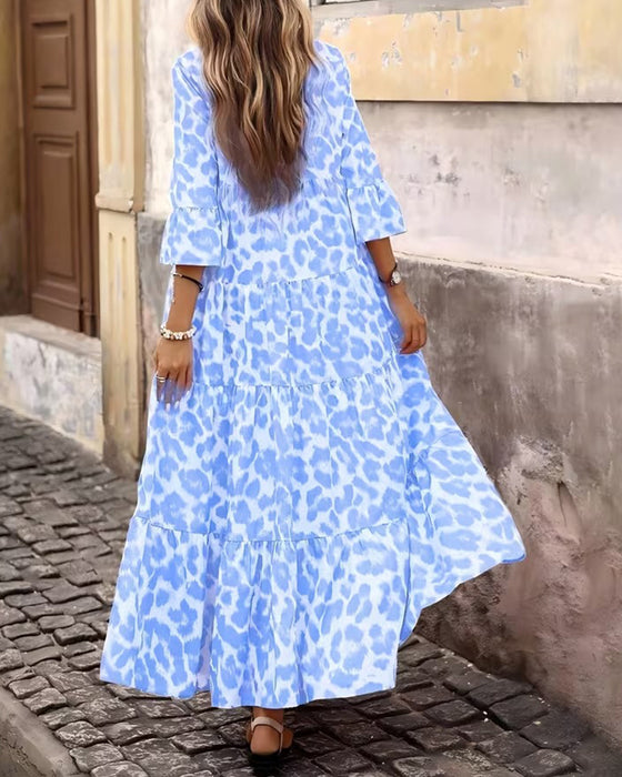 Leopard Print V-Neck Casual Dress