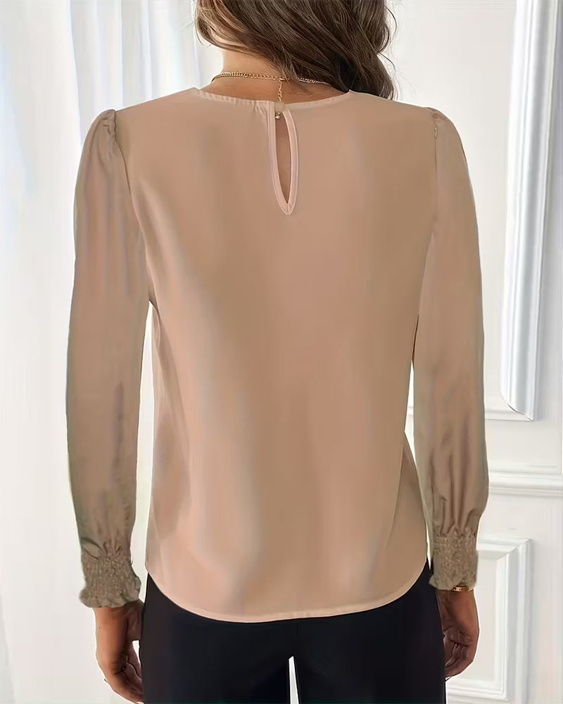 Lace Patchwork Balloon Sleeve Blouse