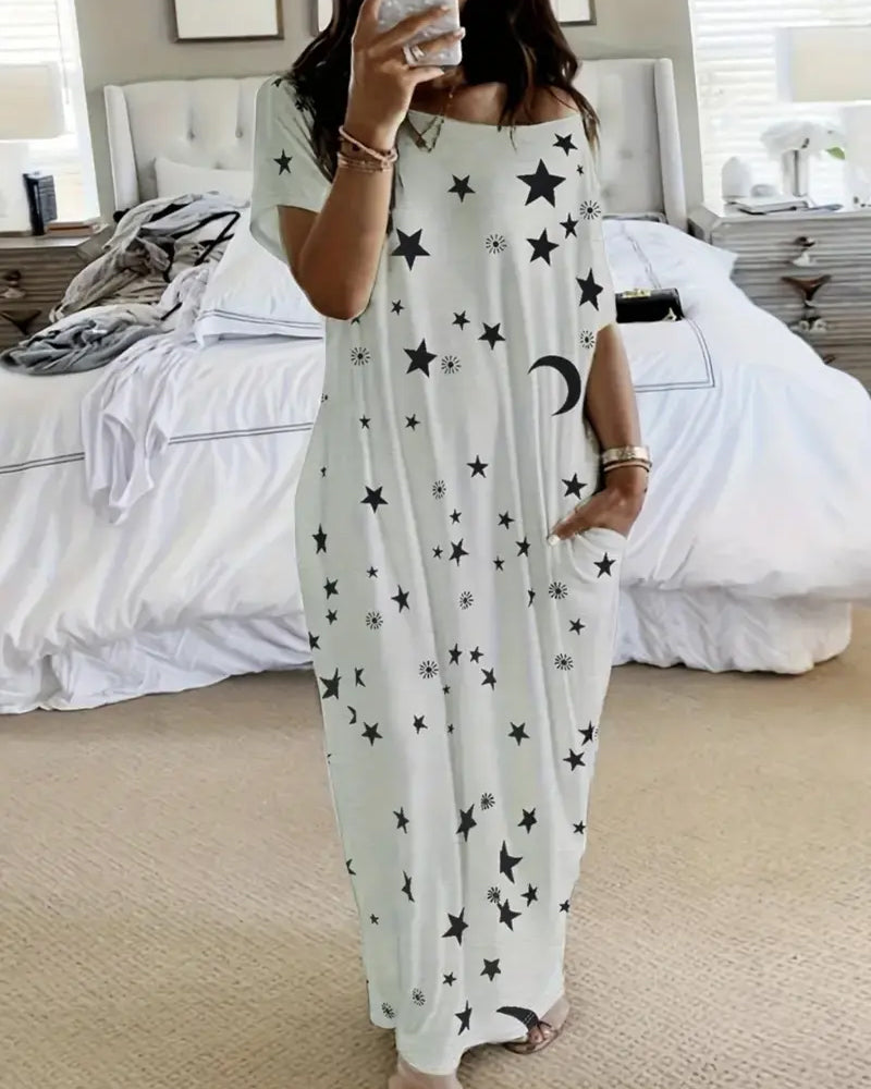 Casual Vacation Print Loose Dress