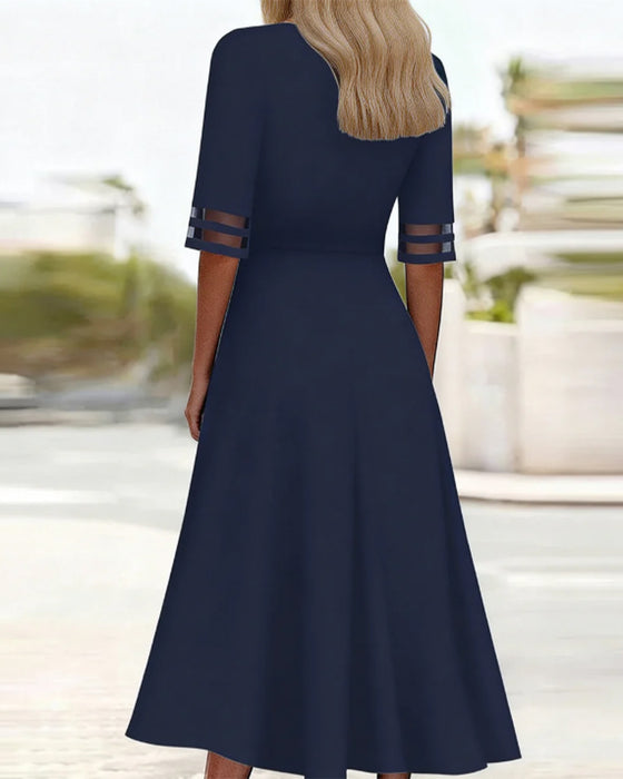 V-Neck Solid A-Line Dresses