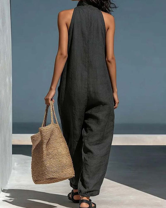 Halter Neck Sleeveless Jumpsuit