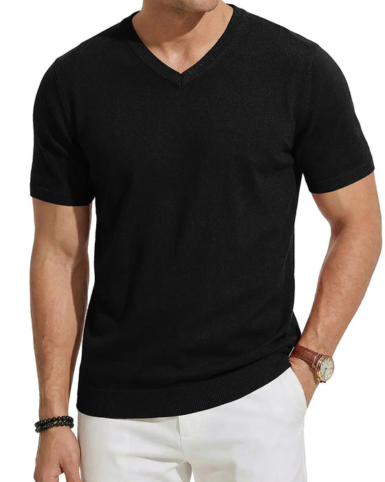 Mini V-Neck Casual Solid Pullover