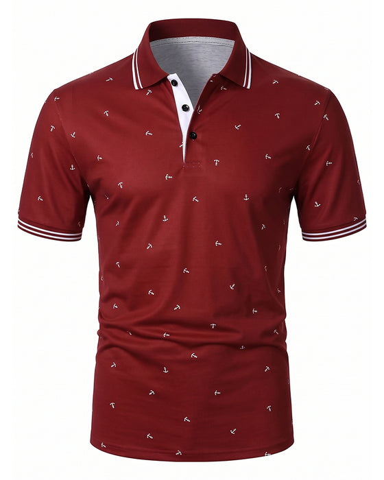 Polo Collar Arrow Pattern Casual T-Shirt