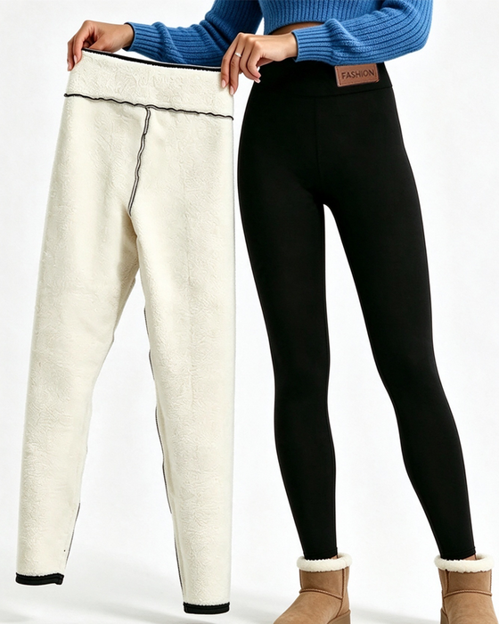 Fleece-Lined Solid Pocket Leggings