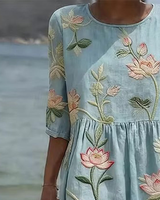 Floral Round Neck Dress