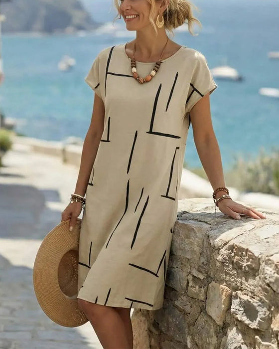 Women's Summer Casual  Print Round Neck Dress