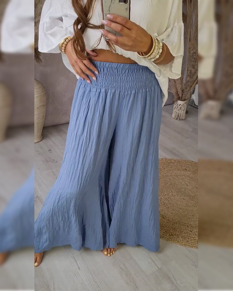 Pleated Relaxed Straight Leg Pants