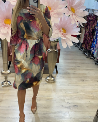 Retro Color Block Patchwork Gradient Dress