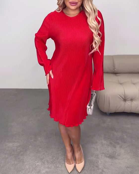 Casual Solid Color Knee-Length Dress