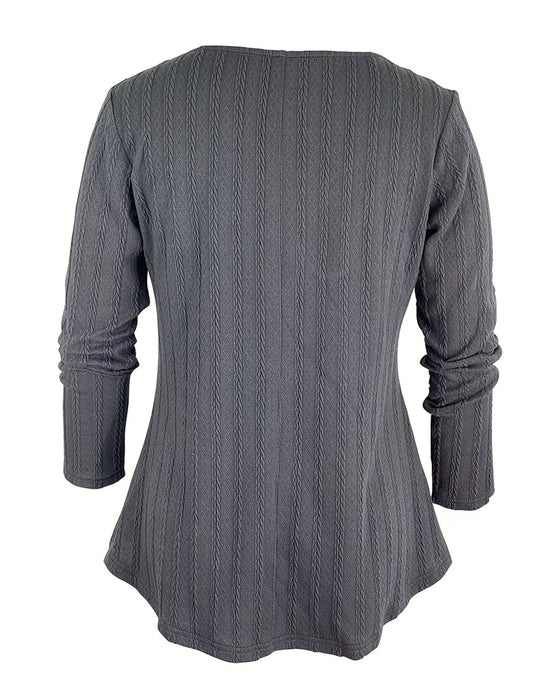 Ribbed Buckle Color Block Top