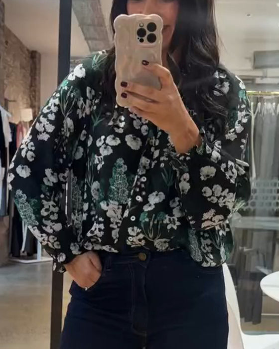 Casual Long Sleeve Printed Blouse