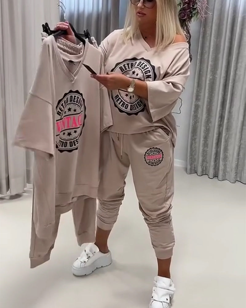 V-Neck Sporty Relaxed Two-Piece Set