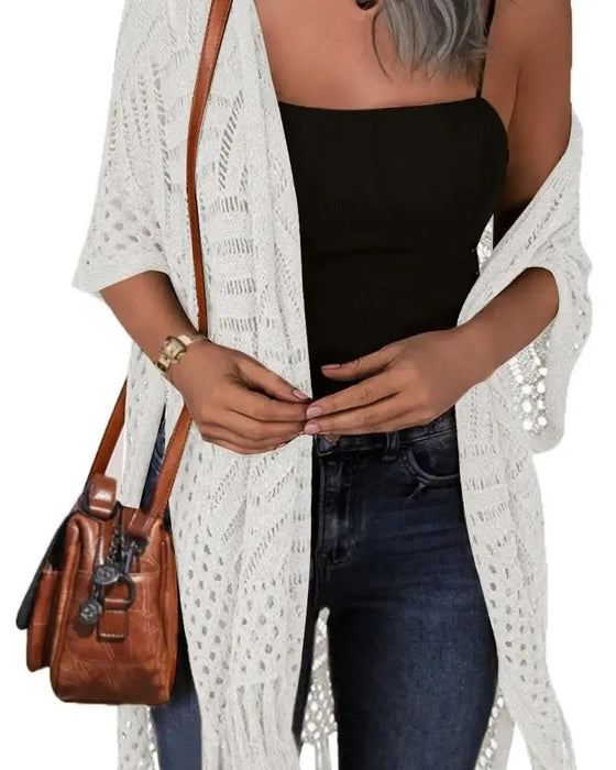 Cut-Out Fringe Detail Cardigan