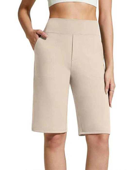 Solid Color High Waisted Straight Leg Pants