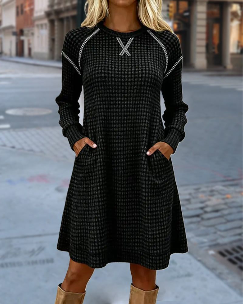 Color-Block Stitched Pocket Dress