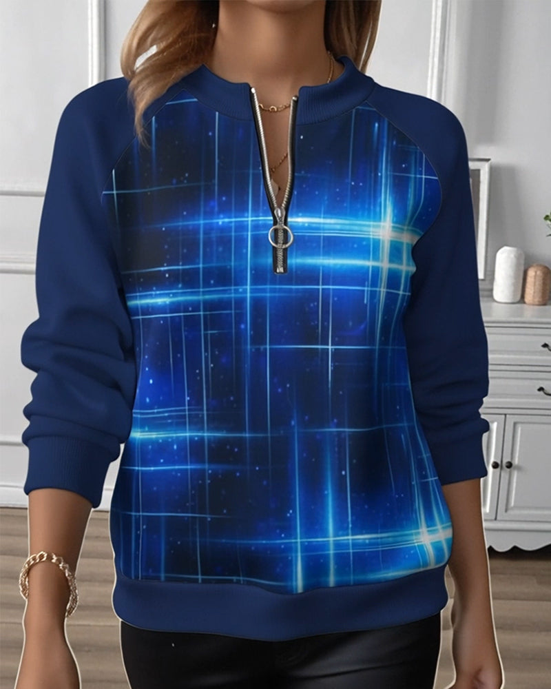 Half Zip Gradient Fashion Sweatshirt