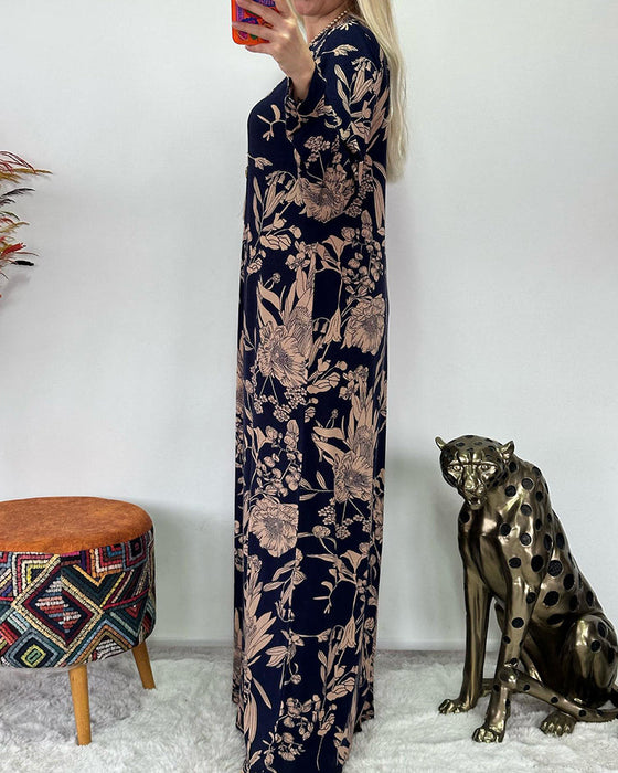 Round neck floral pattern dress
