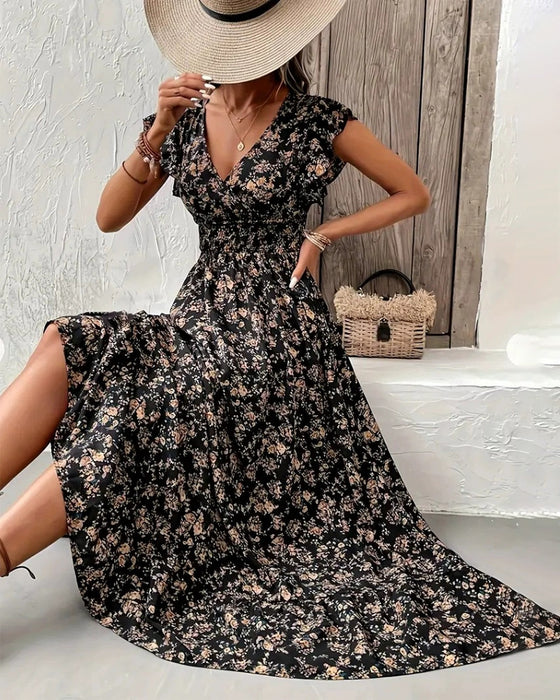 Floral Waist Tie Dress